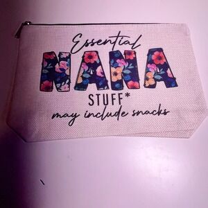 Small Cosmetic Bag Cream Essential Nana Stuff Floral Canvas Pouch Grandmother